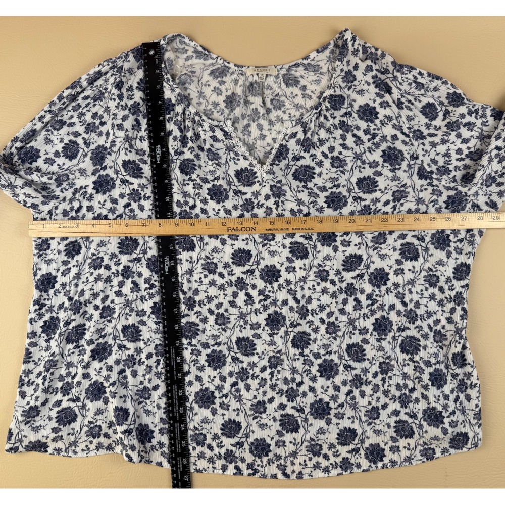 Cottagecore Floral Peasant Blouse Rayon Lace Detail 3X Angels Forever Young - Picture 8 of 8